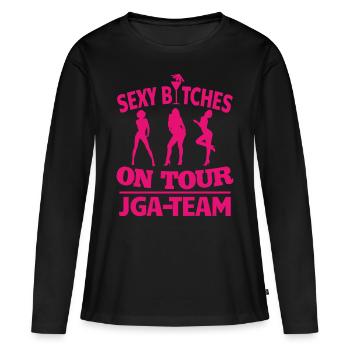 T-shirt de fête de la poule - T-shirt manches longues Premium bio Femme - noir - Devant - Julia (174cm)