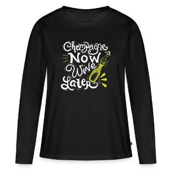 NEW YEARS EVE now Wine later - T-shirt manches longues Premium bio Femme - noir - Devant - Julia (174cm)