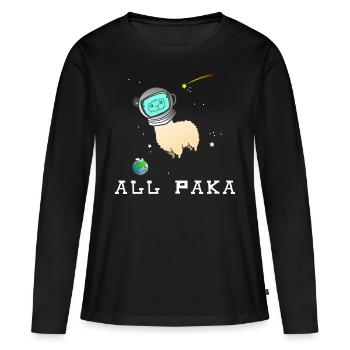 Alpaga lama alpaga espace tout espace - T-shirt manches longues Premium bio Femme - noir - Devant - Julia (174cm)