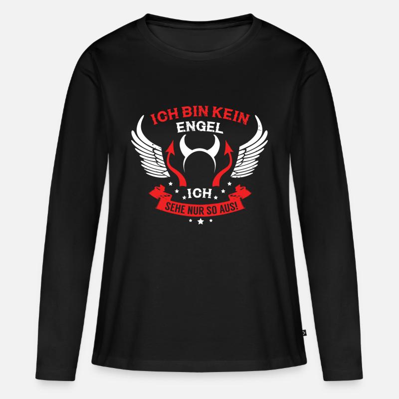 Bin kein Engel - Frauen Premium Bio Langarmshirt - Schwarz
