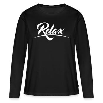 Relax - Frauen Premium Bio Langarmshirt - Schwarz - Vorne - Julia (174cm)