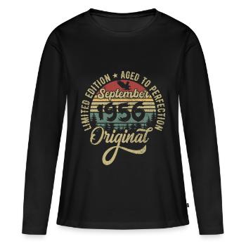 69. Geburtstag September 1956 - 69 Jahre alt - Frauen Premium Bio Langarmshirt - Schwarz - Vorne - Julia (174cm)