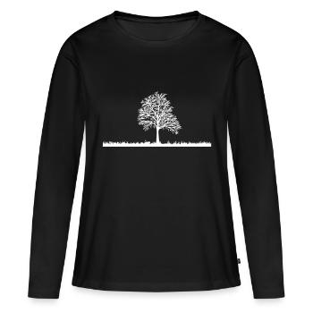 Baum - Frauen Premium Bio Langarmshirt - Schwarz - Vorne - Julia (174cm)