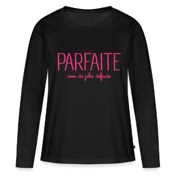 Parfaite avec de jolis défauts - T-shirt manches longues Premium bio Femme - noir - Devant - Julia (174cm)