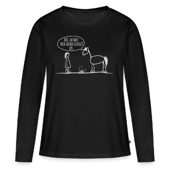 Pferd Reiter Spruch lustig - Frauen Premium Bio Langarmshirt - Schwarz - Vorne - Julia (174cm)