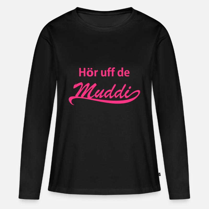 Hör uff de Muddi! - Frauen Premium Bio Langarmshirt - Schwarz