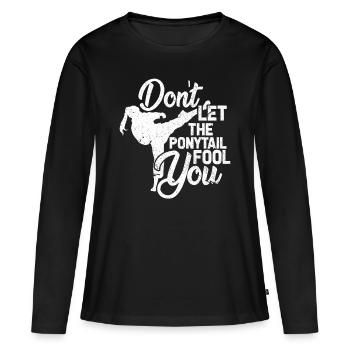 Taekwondo Karaté Judo Jiujitsu Cadeau - T-shirt manches longues Premium bio Femme - noir - Devant - Julia (174cm)