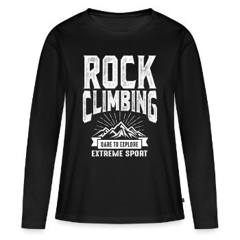 Felsklettern - Frauen Premium Bio Langarmshirt - Schwarz - Vorne - Julia (174cm)