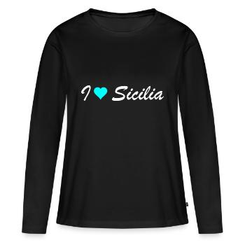 Sicile - T-shirt manches longues Premium bio Femme - noir - Devant - Julia (174cm)