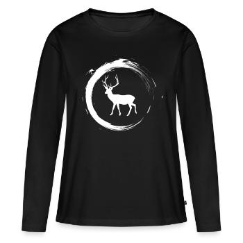 Hirsch - Frauen Premium Bio Langarmshirt - Schwarz - Vorne - Julia (174cm)