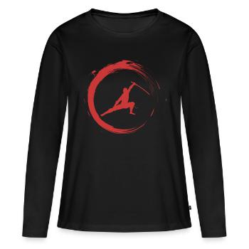 Ninja - T-shirt manches longues Premium bio Femme - noir - Devant - Julia (174cm)