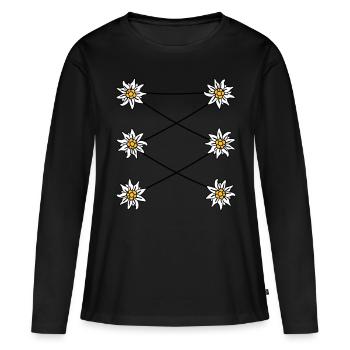 Edelweiss Dirndl - - wiesn - tracht - Frauen Premium Bio Langarmshirt - Schwarz - Vorne - Julia (174cm)