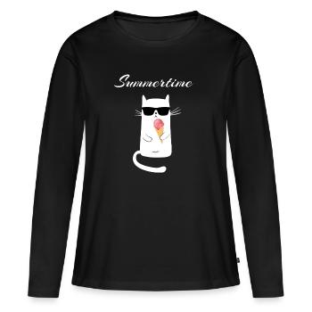 été - T-shirt manches longues Premium bio Femme - noir - Devant - Julia (174cm)