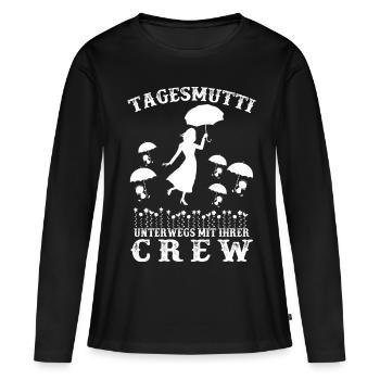 Tagesmutti unterwegs - Frauen Premium Bio Langarmshirt - Schwarz - Vorne - Julia (174cm)
