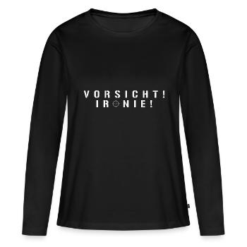 VORSICHT IRONIE (w) - Frauen Premium Bio Langarmshirt - Schwarz - Vorne - Julia (174cm)