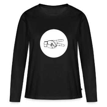 SCHERE (w) - Frauen Premium Bio Langarmshirt - Schwarz - Vorne - Julia (174cm)