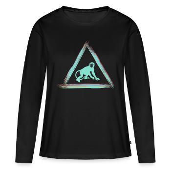 singe - T-shirt manches longues Premium bio Femme - noir - Devant - Julia (174cm)
