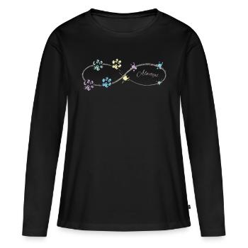 Pattes de chien d'amour animal - T-shirt manches longues Premium bio Femme - noir - Devant - Julia (174cm)