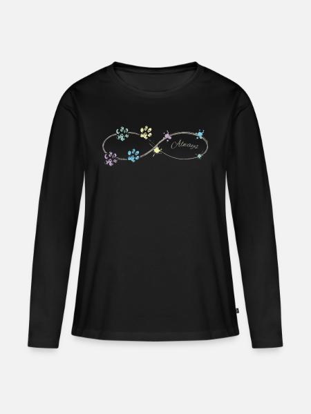 Tierliebe Hundepfoten - Frauen Premium Bio Langarmshirt - Schwarz