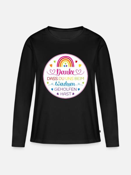 Danke dass Du uns beim Wachsen geholfen hast - Frauen Premium Bio Langarmshirt - Schwarz