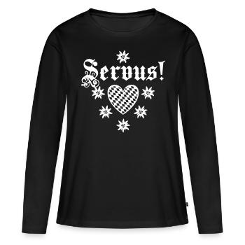 Servus Coeur Losange Edelweiss 78 - T-shirt manches longues Premium bio Femme - noir - Devant - Julia (174cm)