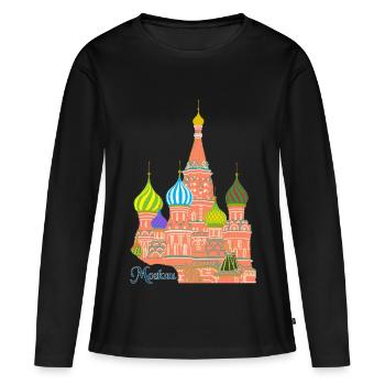 Moscou Cathédrale Basilius - T-shirt manches longues Premium bio Femme - noir - Devant - Julia (174cm)