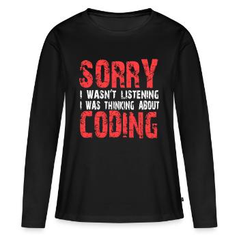 Coding - Women's Premium Organic Long Sleeve Shirt - black - Front - Julia (174cm)