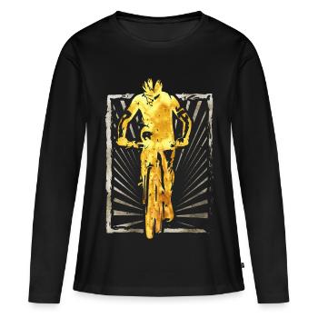 Mountainbike | Mountainbiker | Mountainbiken | MTB - Frauen Premium Bio Langarmshirt - Schwarz - Vorne - Julia (174cm)