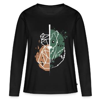 Renard vs origami dessin blanc - T-shirt manches longues Premium bio Femme - noir - Devant - Julia (174cm)