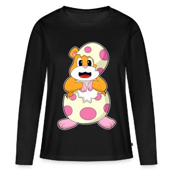 Hamster Eierschale  - Frauen Premium Bio Langarmshirt - Schwarz - Vorne - Julia (174cm)