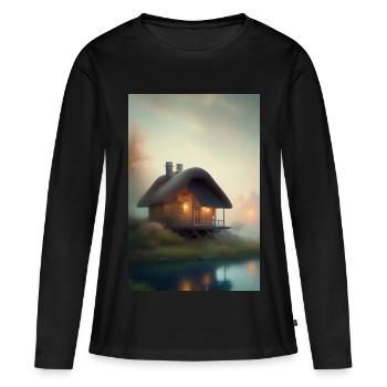 Charmante cabane au bord du lac - T-shirt manches longues Premium bio Femme - noir - Devant - Julia (174cm)