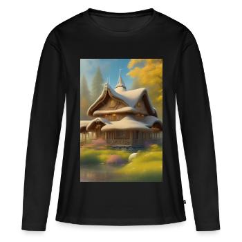 Charmante cabane au bord du lac - T-shirt manches longues Premium bio Femme - noir - Devant - Julia (174cm)