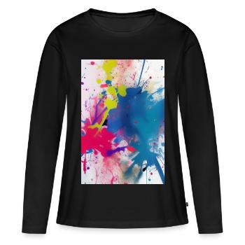 Des éclaboussures de couleur. Peinture - T-shirt manches longues Premium bio Femme - noir - Devant - Julia (174cm)