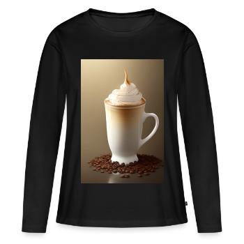 Café, grains de café - T-shirt manches longues Premium bio Femme - noir - Devant - Julia (174cm)