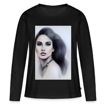 Femme avec des bijoux - T-shirt manches longues Premium bio Femme - noir - Devant - Julia (174cm)