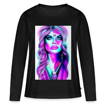 Femme avec des bijoux - T-shirt manches longues Premium bio Femme - noir - Devant - Julia (174cm)