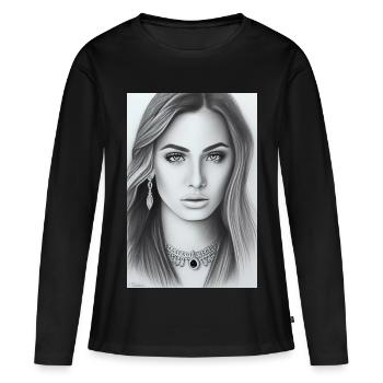 Femme avec des bijoux - T-shirt manches longues Premium bio Femme - noir - Devant - Julia (174cm)