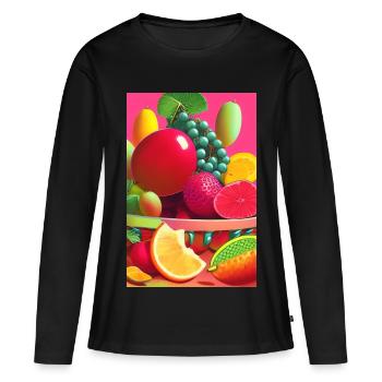 Fruit - T-shirt manches longues Premium bio Femme - noir - Devant - Julia (174cm)