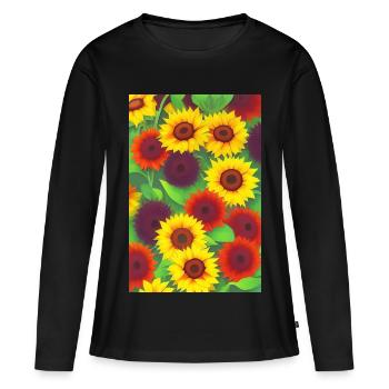 Tournesols - T-shirt manches longues Premium bio Femme - noir - Devant - Julia (174cm)