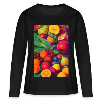 Fruit - T-shirt manches longues Premium bio Femme - noir - Devant - Julia (174cm)