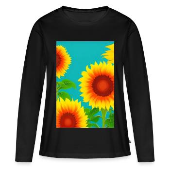 Tournesols - T-shirt manches longues Premium bio Femme - noir - Devant - Julia (174cm)