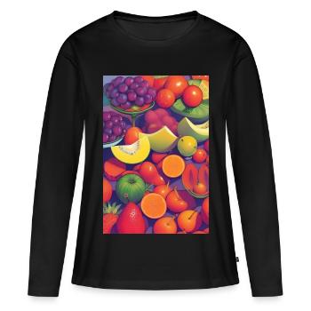 Früchte - Frauen Premium Bio Langarmshirt - Schwarz - Vorne - Julia (174cm)