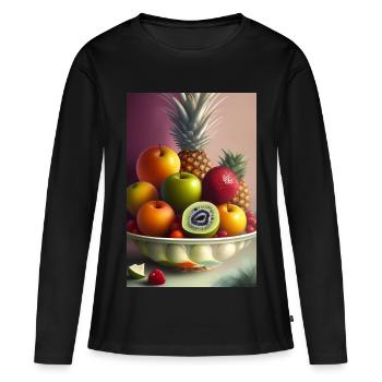 Früchte - Frauen Premium Bio Langarmshirt - Schwarz - Vorne - Julia (174cm)