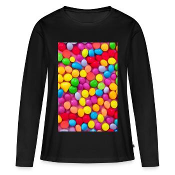 Bonbons - T-shirt manches longues Premium bio Femme - noir - Devant - Julia (174cm)