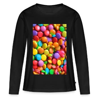 Bonbons - T-shirt manches longues Premium bio Femme - noir - Devant - Julia (174cm)