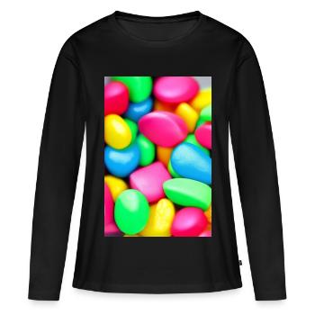 Bonbons - T-shirt manches longues Premium bio Femme - noir - Devant - Julia (174cm)