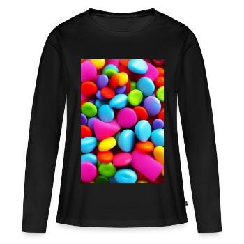 Bonbons - T-shirt manches longues Premium bio Femme - noir - Devant - Julia (174cm)