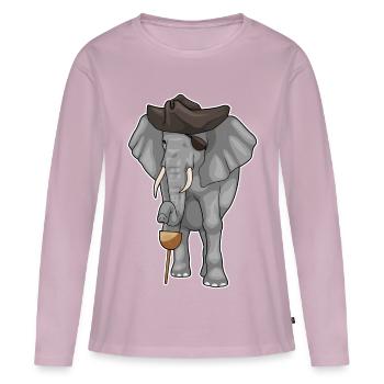 Elephant Pirate Wooden Leg Eye Patch - Women's Premium Organic Long Sleeve Shirt - dusky pink - Front - Julia (174cm)