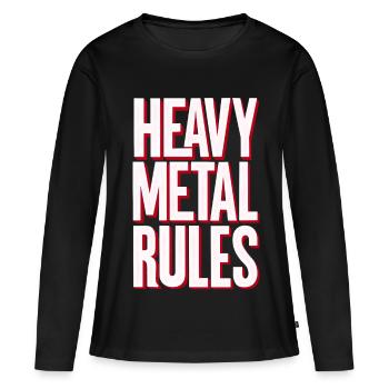 Règles du Heavy Metal - T-shirt manches longues Premium bio Femme - noir - Devant - Julia (174cm)