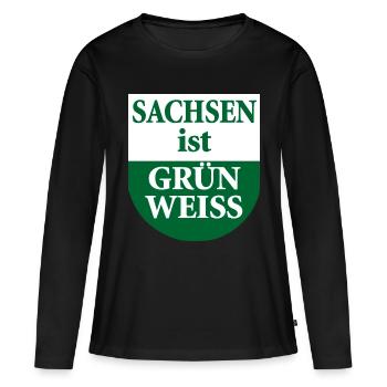 La Saxe est un drapeau vert blanc de l’État - T-shirt manches longues Premium bio Femme - noir - Devant - Julia (174cm)